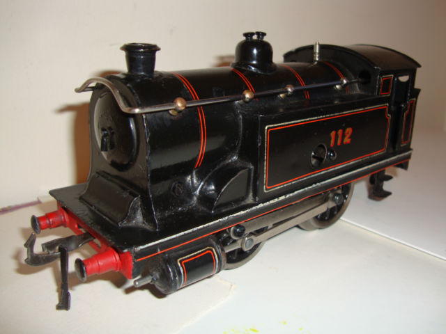 Bing for Bassett-Lowke clockwork 0-4-0 tank locomotive, LNWR livery, number 112, circa 1929