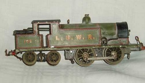 Bing for Bassett-Lowke clockwork 0-4-4 tank locomotive, LSWR livery, number 109, 1909-16