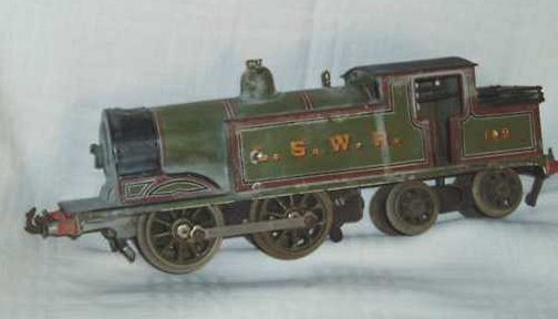 Bing for Bassett-Lowke clockwork 0-4-4 tank locomotive, LSWR livery, number 109, 1909-16