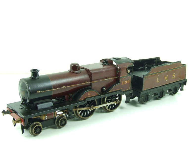 Bassett-Lowke clockwork LMS 4-4-0 tender locomotive Compound, maroon, number 1190, circa 1928-35