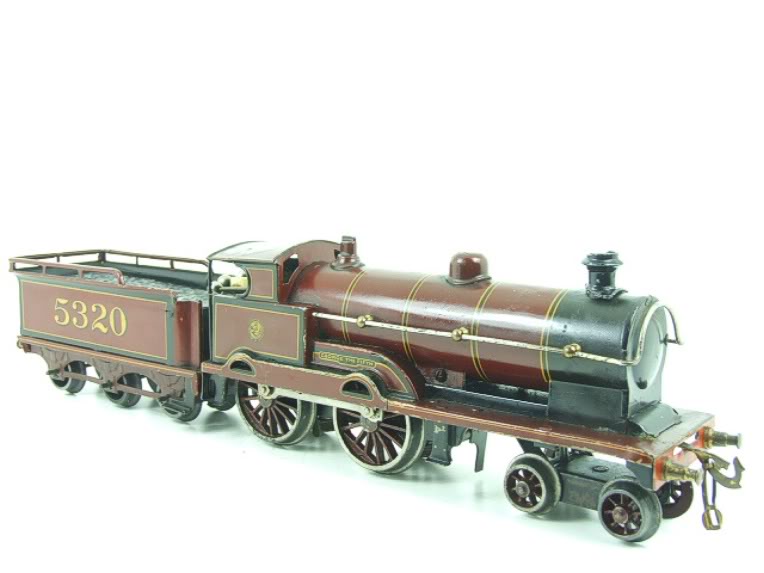 Bassett-Lowke clockwork LMS 4-4-0 tender locomotive George The Fifth, maroon, number 5320, circa 1924-27