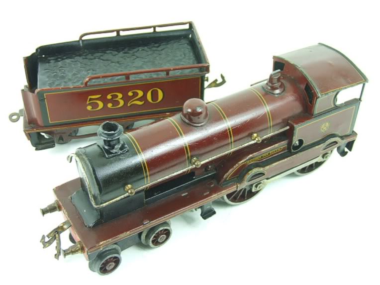 Bassett-Lowke clockwork LMS 4-4-0 tender locomotive George The Fifth, maroon, number 5320, circa 1924-27