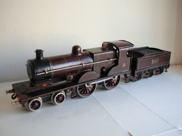 Bing for Bassett-Lowke clockwork MR 4-4-0 tender locomotive, number 999, circa 1910