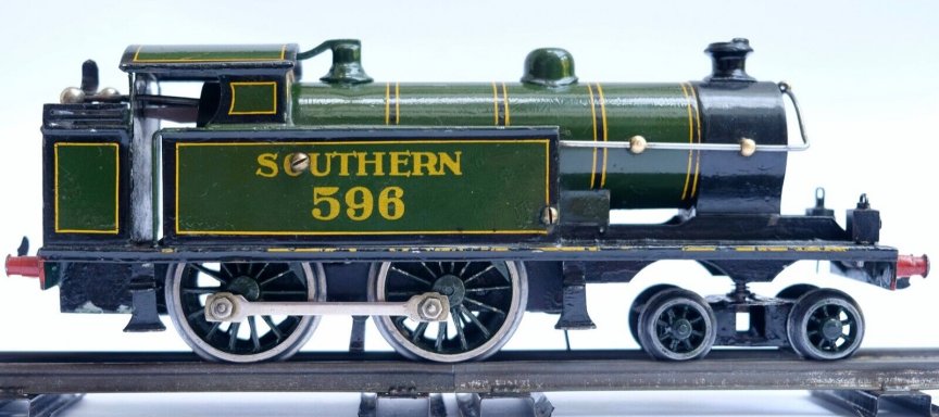 Bing for Bassett-Lowke clockwork 4-4-0 Short Precusor tank locomotive, SR livery, number 596