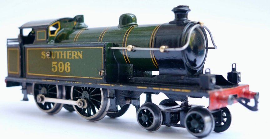 Bing for Bassett-Lowke clockwork 4-4-0 Short Precusor tank locomotive, SR livery, number 596