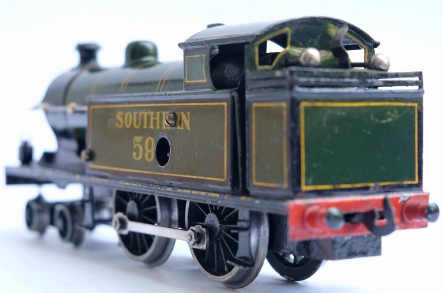 Bing for Bassett-Lowke clockwork 4-4-0 Short Precusor tank locomotive, SR livery, number 596