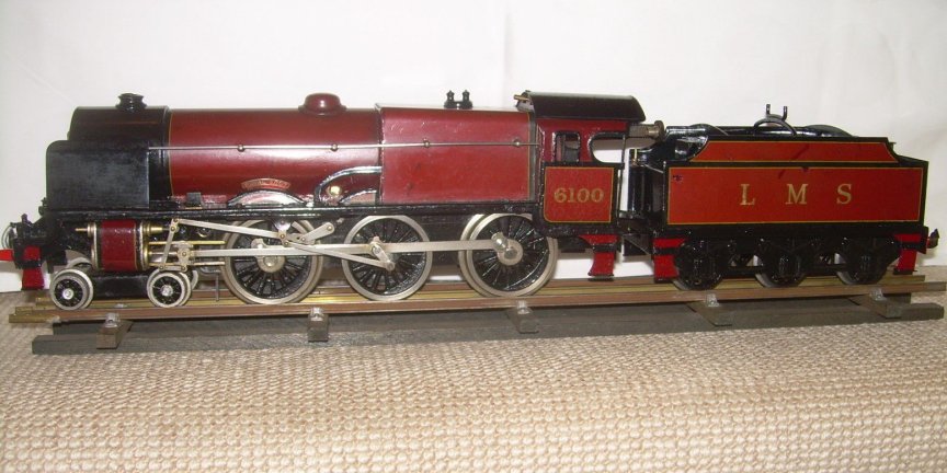 Bassett-Lowke clockwork LMS 4-6-0 tender locomotive Royal Scot, number 6100, with smoke deflectors, 1937-52