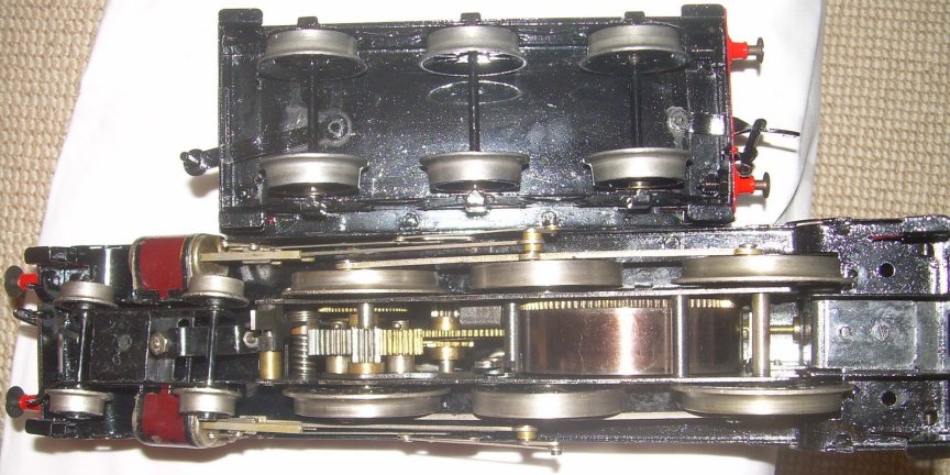 Bassett-Lowke clockwork LMS 4-6-0 tender locomotive Royal Scot, number 6100, with smoke deflectors, 1937-52