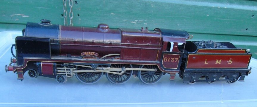 Bassett-Lowke clockwork LMS 4-6-0 tender loco Vesta, number 6137, maroon, assumed renamed and numbered