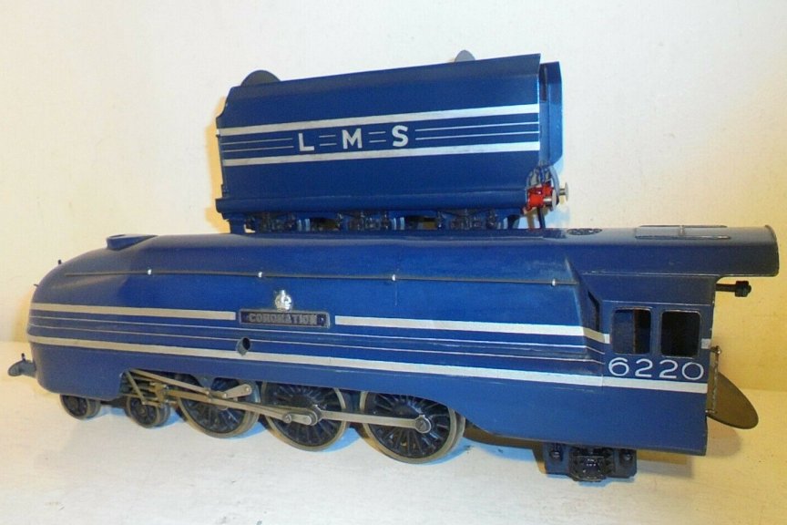 Bassett-Lowke clockwork LMS streamlined 4-6-2 tender locomotive Coronation, number 6220, circa 1939