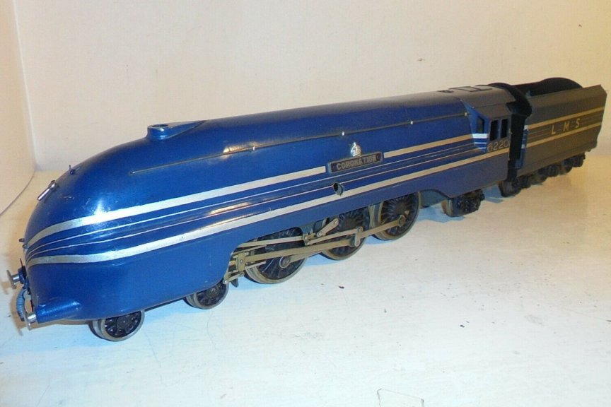 Bassett-Lowke clockwork LMS streamlined 4-6-2 tender locomotive Coronation, number 6220, circa 1939