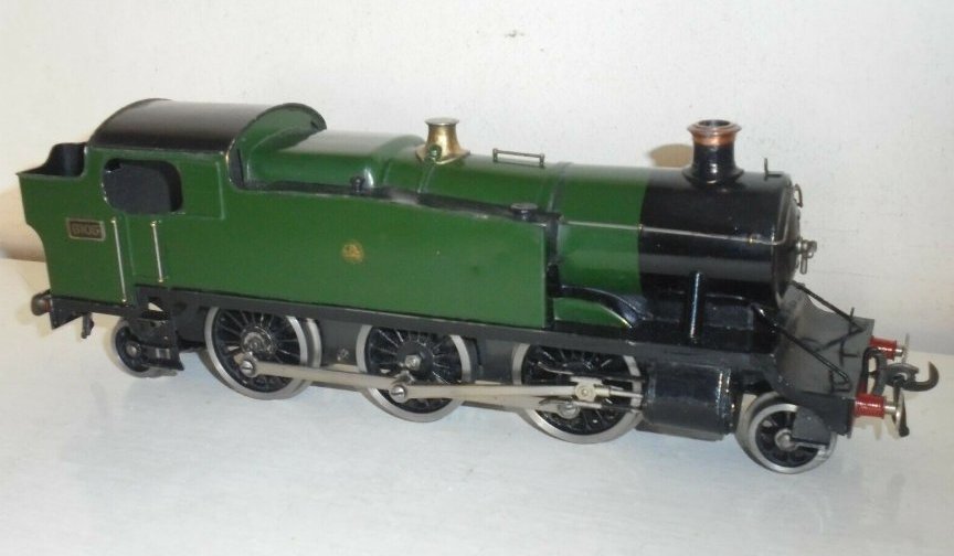 Bassett-Lowke 5609/0 electric GWR 2-6-2 Prairie tank locomotive, green, number 6105 (GWR shirtbutton)
