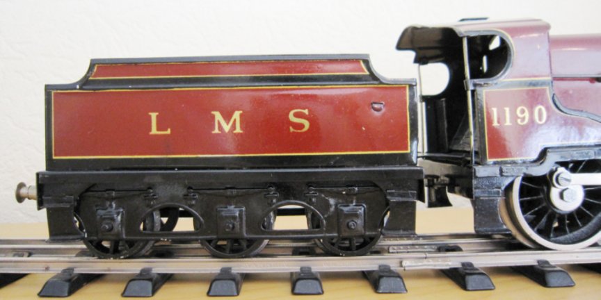 Bassett-Lowke electric LMS 4-4-0 tender locomotive Compound, maroon, number 1190, circa 1928-35