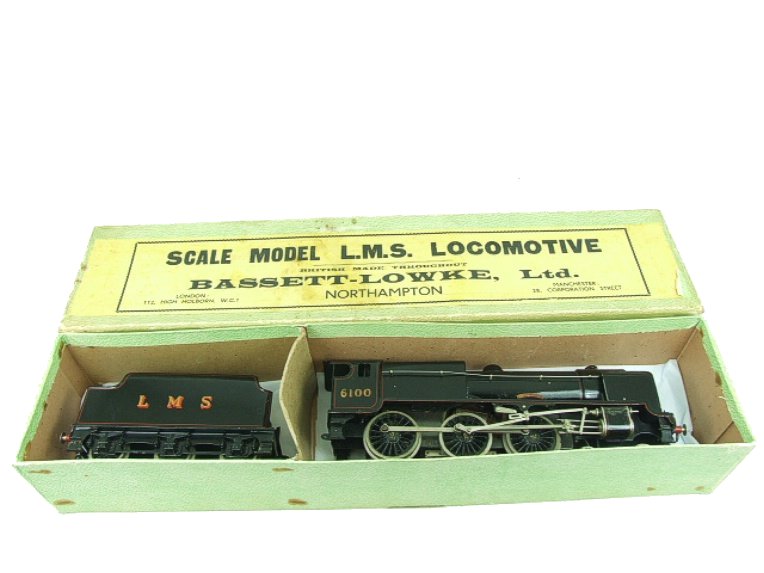 Bassett-Lowke electric LMS 4-6-0 tender locomotive Royal Scot, number 6100, black, with smoke deflectors, circa 1948-52