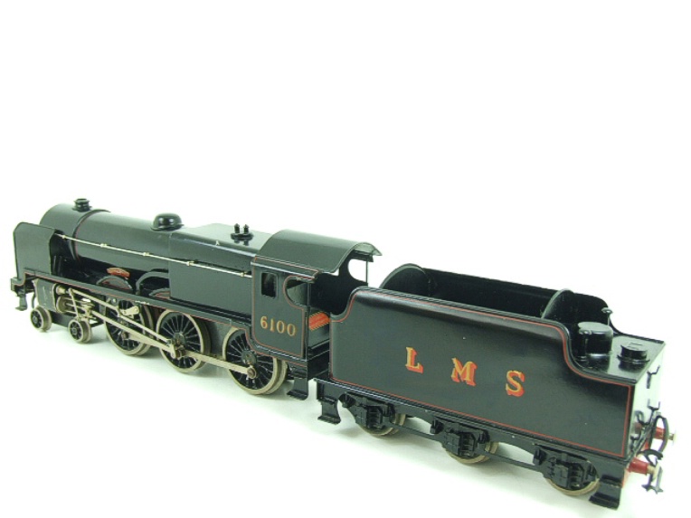 Bassett-Lowke electric LMS 4-6-0 tender locomotive Royal Scot, number 6100, black, with smoke deflectors, circa 1948-52