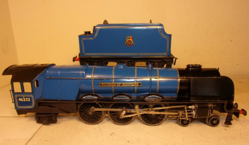 Bassett-Lowke electric BR blue unstreamlined Coronation Class 4-6-2 tender locomotive Duchess of Montrose, number 46232, circa 1950