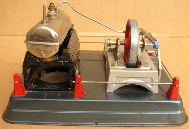 Marx Horizontal Steam Engine, Linemar, Made in Japan, 8.75 inches by 7 inches, 5.25 inches high