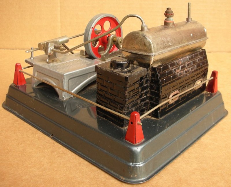 Marx Horizontal Steam Engine, Linemar, Made in Japan, 8.75 inches by 7 inches, 5.25 inches high