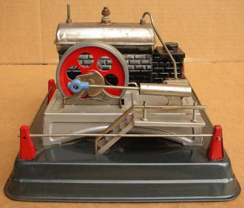 Marx Horizontal Steam Engine, Linemar, Made in Japan, 8.75 inches by 7 inches, 5.25 inches high